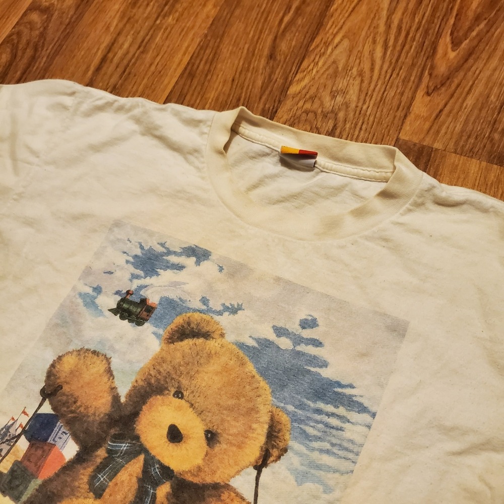 Vintage‎ 80s Teddy Bear Shirt Adult XL White Big Logo Fao Schwarz Fifth Avenue
